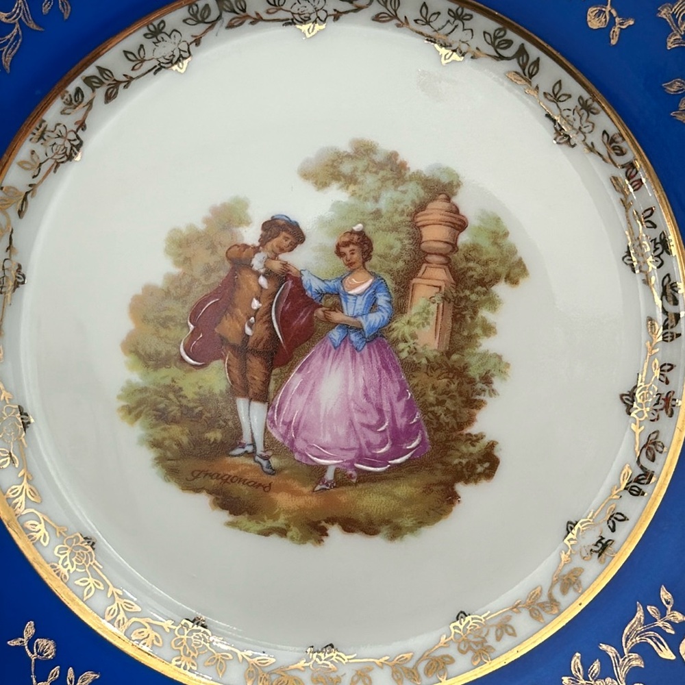 🌹 Limoges France Rehausse Main Porcelain 24k Gold Accent 6.25” Plate - Picture 2 of 14